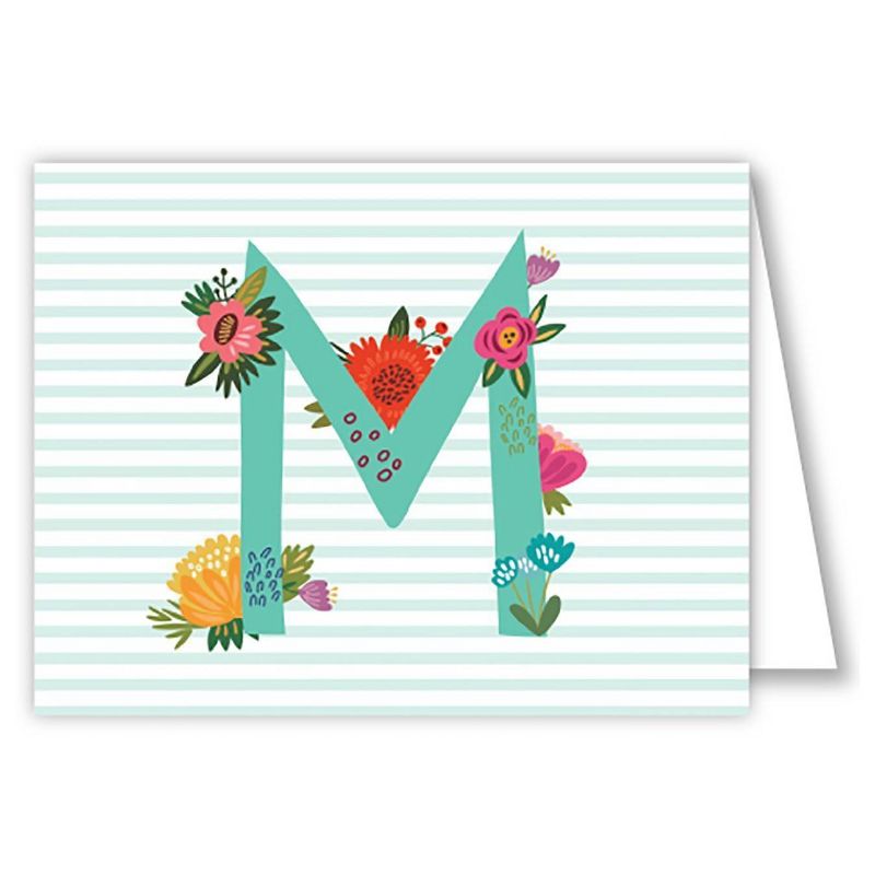 Folded Notes - Vintage Floral Monogram - M