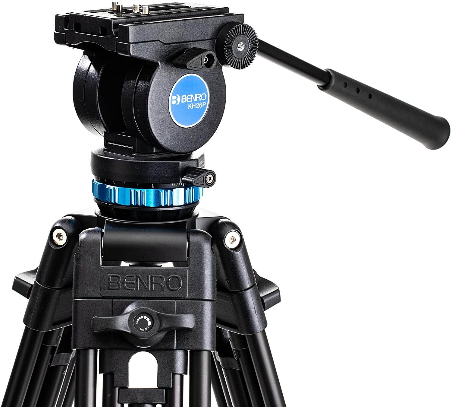Benro KH25P Video Tripod with Head, 11lb Payload, Continuous Pan Drag, Anti-Rotation Camera Plate (KH26P)