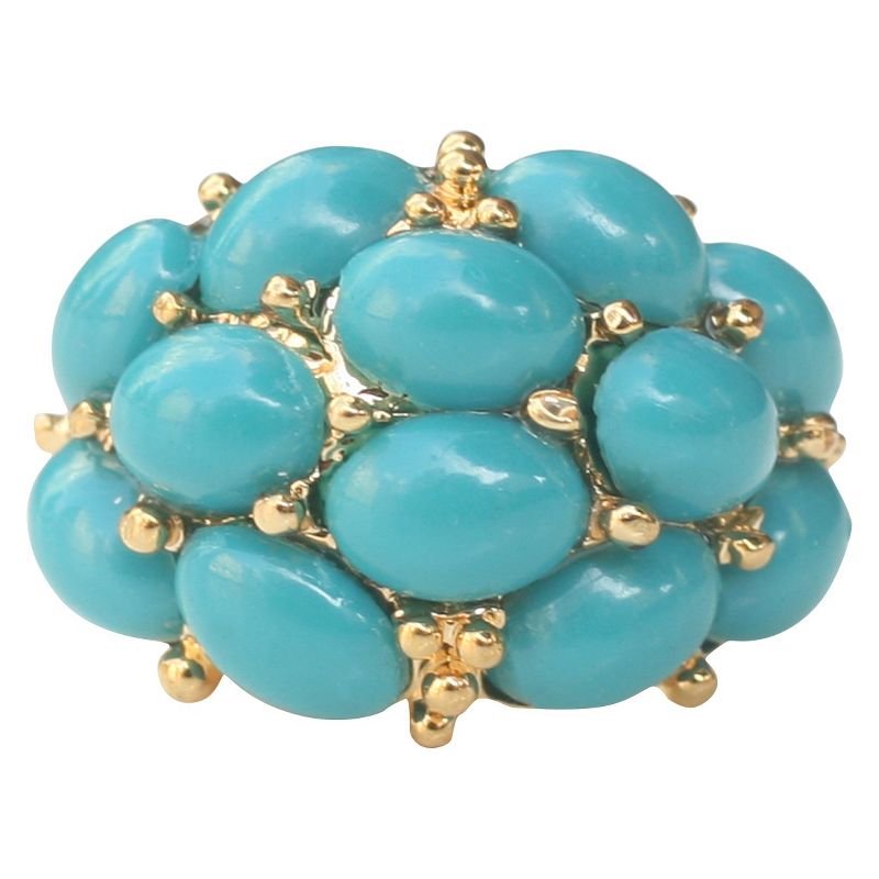 Zirconite Cabochon Stone Ring Turquoise - Size 6