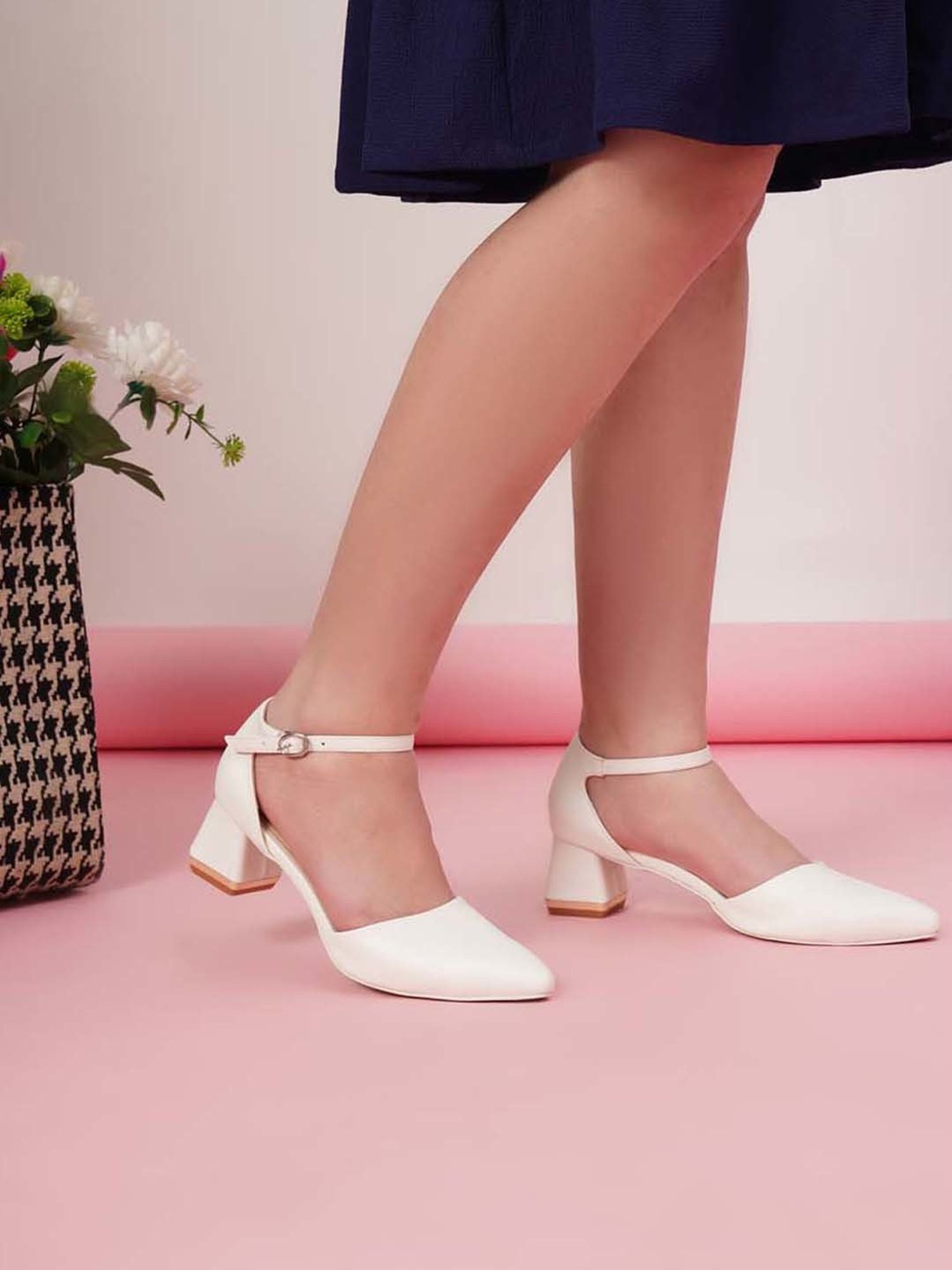 Sherrif Women's White Ankle Strap Sandals