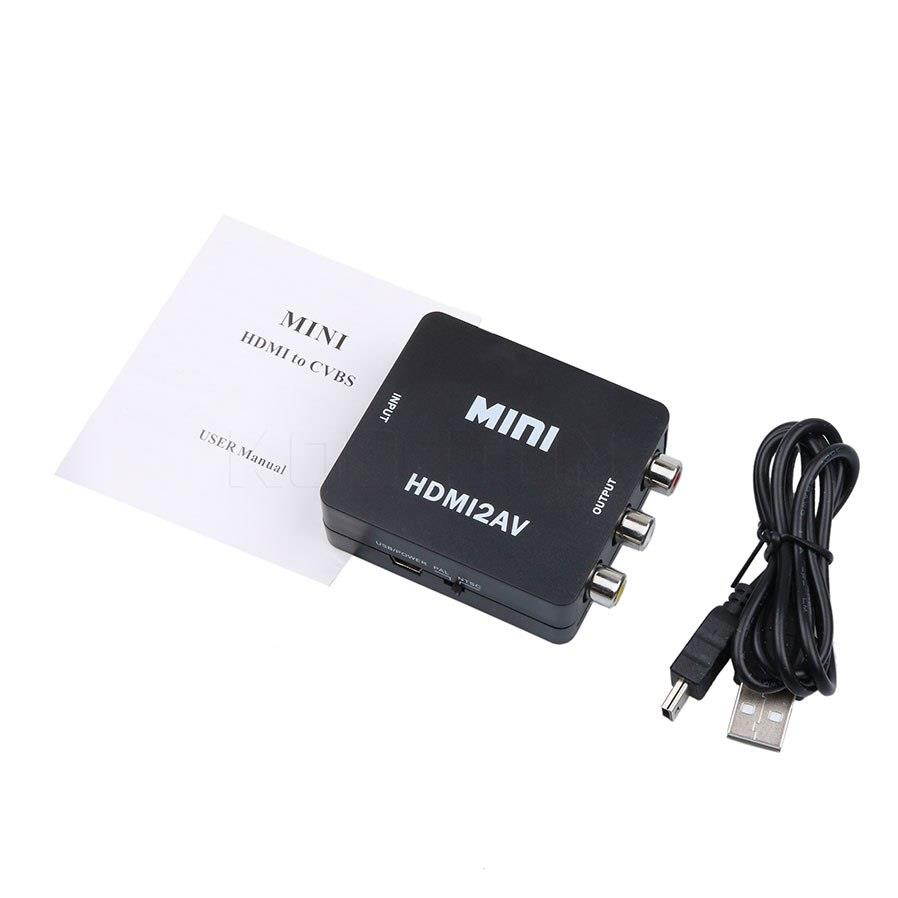 Multifunction Mini HD 1080P HDIM to RCA/AV/CVSB L/R Video Converter Box Adapter Support  NTSC PAL Output HDMI2AV