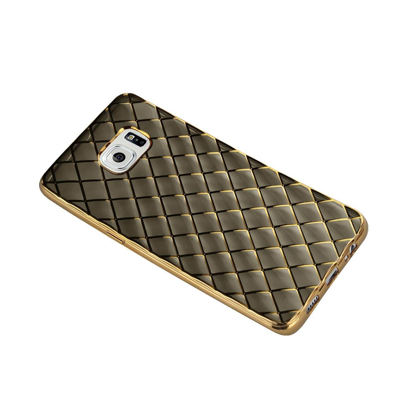REIKO FLEXIBLE 3D RHOMBUS PATTERN TPU CASE FOR GALAXY S6 EDGE PLUS WITH SHINY FRAME IN BLACK