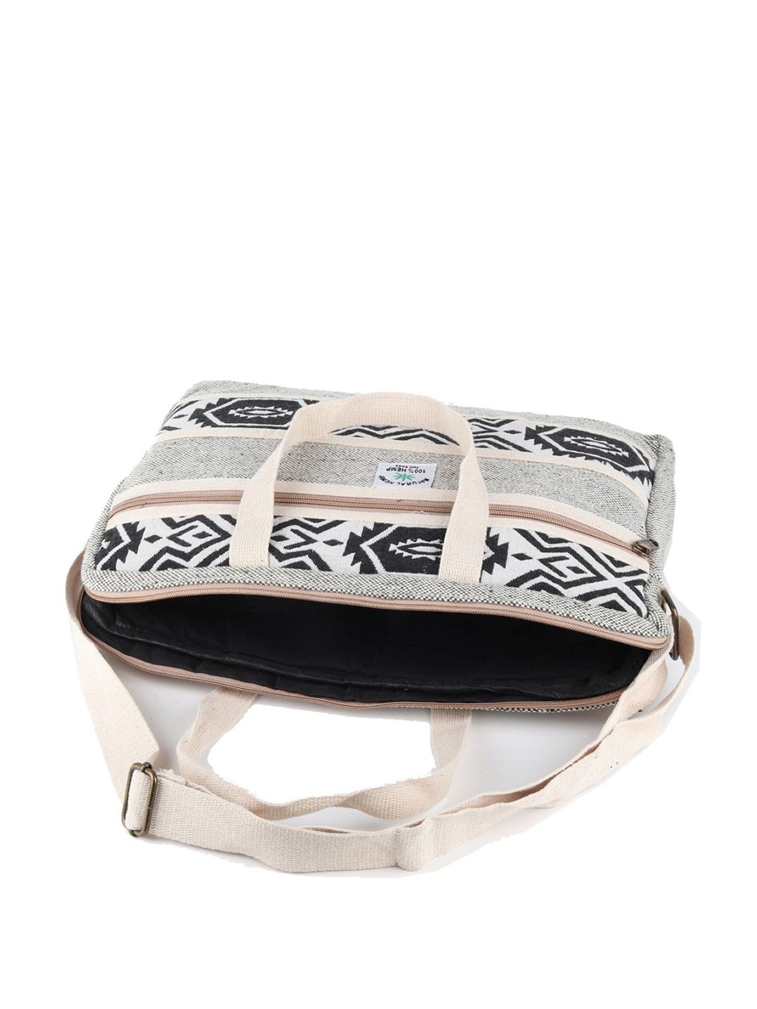 Odette Off White Fabric Textured Laptop Messenger Bag