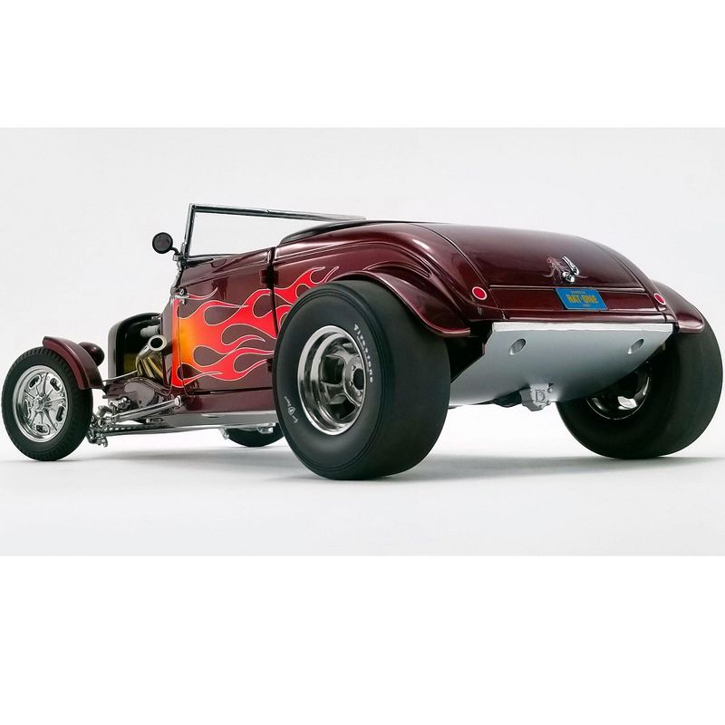 1934 Hot Rod Roadster Brandywine Burgundy Met. with Flames Limited Edition to 450 pieces Worldwide 1/18 Diecast Model Car by GMP
