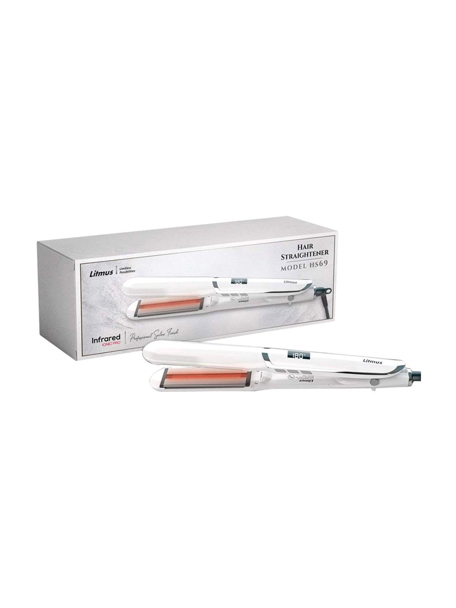 Litmus Infrared HS-69 Hair Straightener (Silver/White)