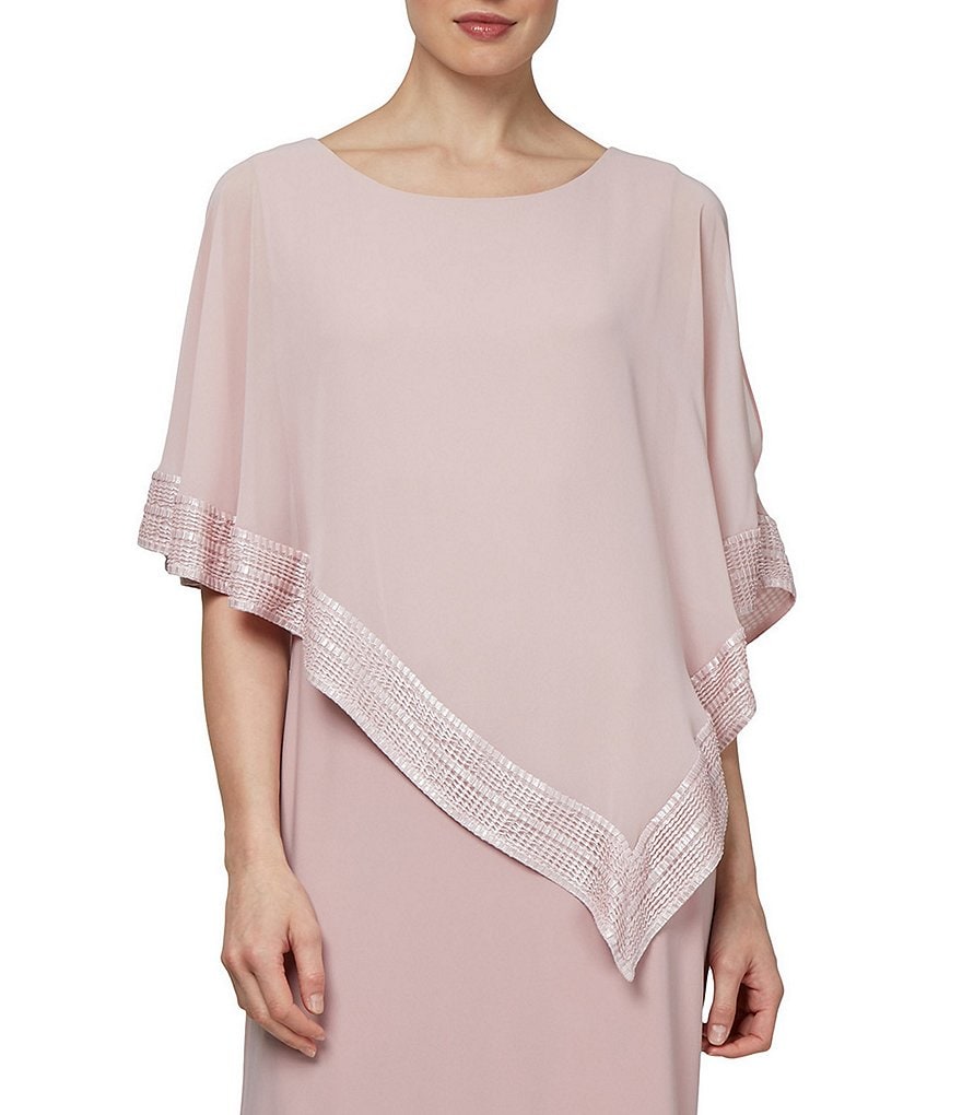 Ignite Evenings Asymmetrical 3/4 Cold Shoulder Sleeve Popover Sheath Dress