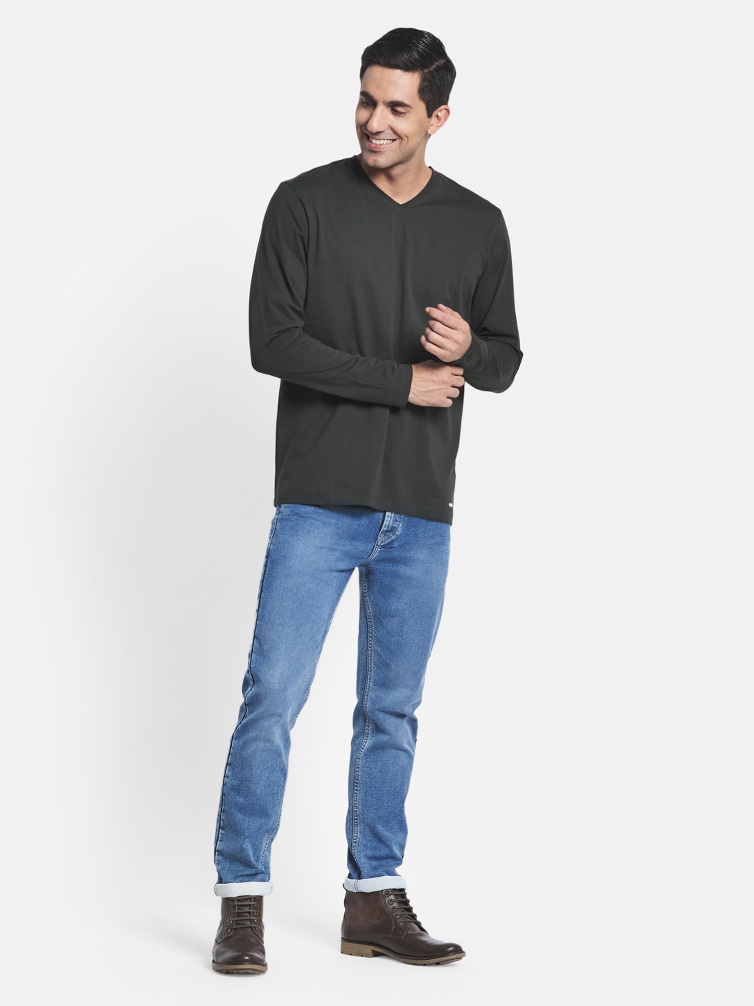METTLE Charcoal V-Neck T-Shirt