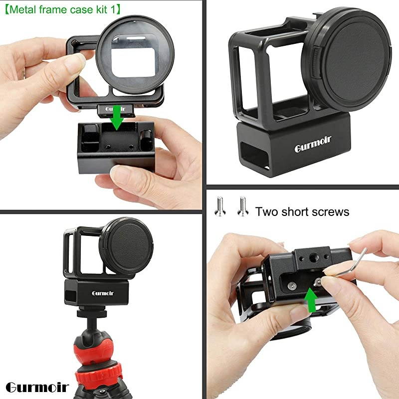Case Microphone Adapter for Gopro Hero 7 BlackHero 6Hero 5 Action Camera Aluminum Metal Cage Accessories Setup Vlogging Video Recording Kit