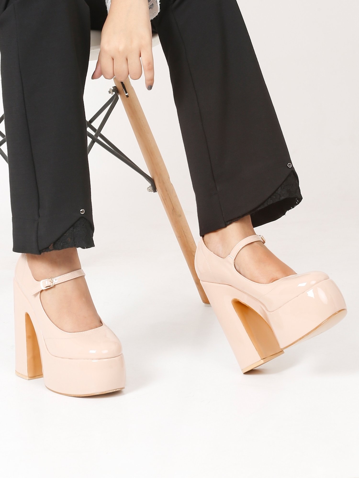 Flat N Heels Women's Beige Mary Jane Shoes