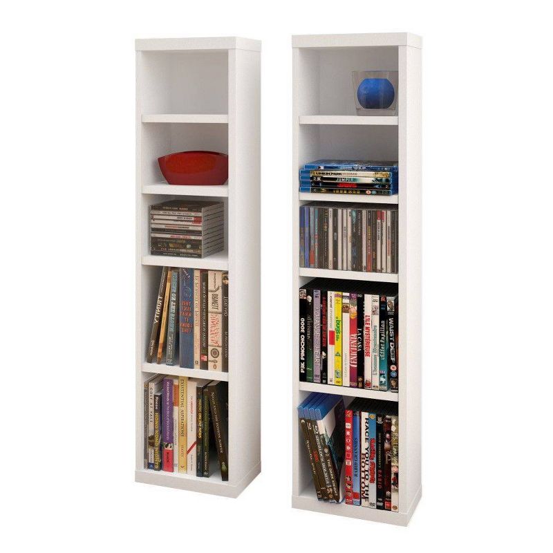 Set of 2 Liber TV CD and DVD Towers White - Nexera