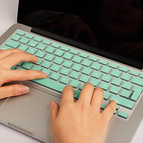 XSKN Spanish Silicone Keyboard Skin Cover for MacBook 13 15 17 inch EU/UK European Keyboard Layout (Mint Green)