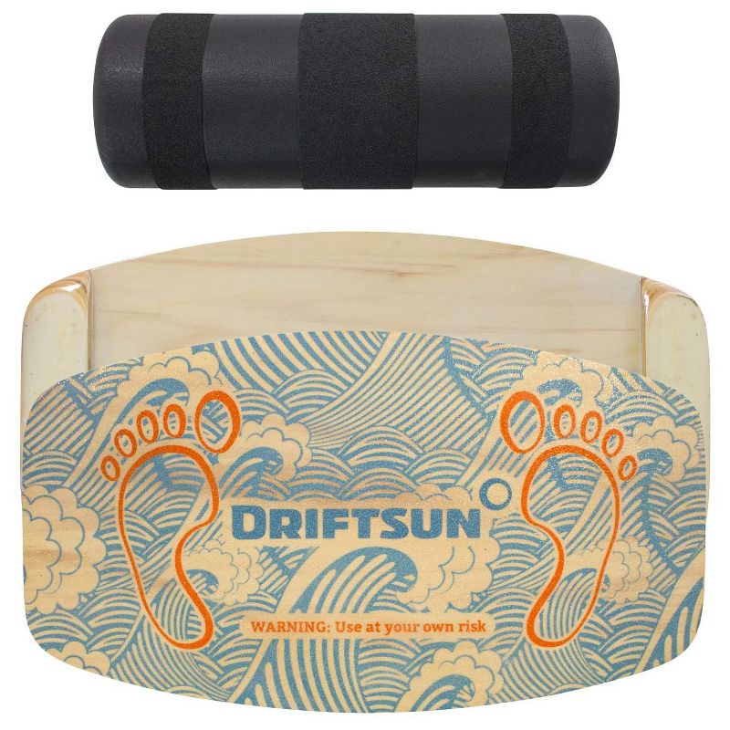 Driftsun Classic Hardwood Sturdy Balance Board Core Trainer Exercise Training Deck for Ski Surfing Skating w/ 6 Inch Diameter Non Skid Textured Roller