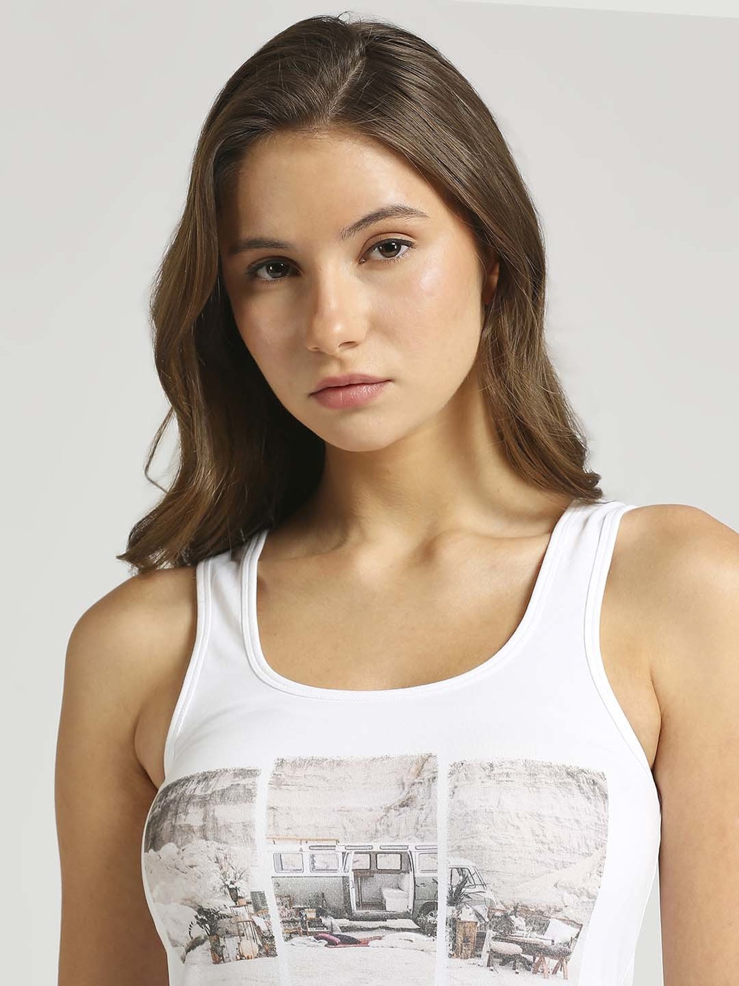Pepe Jeans White Cotton Printed T-Shirt