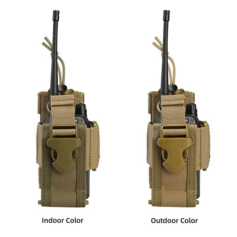 Versatile Radio Holder Case Interphone Pouch, Adjustable Storage Tools Pouch, Multi-Functional Tactical Molle Two Way Radio Holster, Walkie Talkie Heavy Duty Holder Case (Tan)