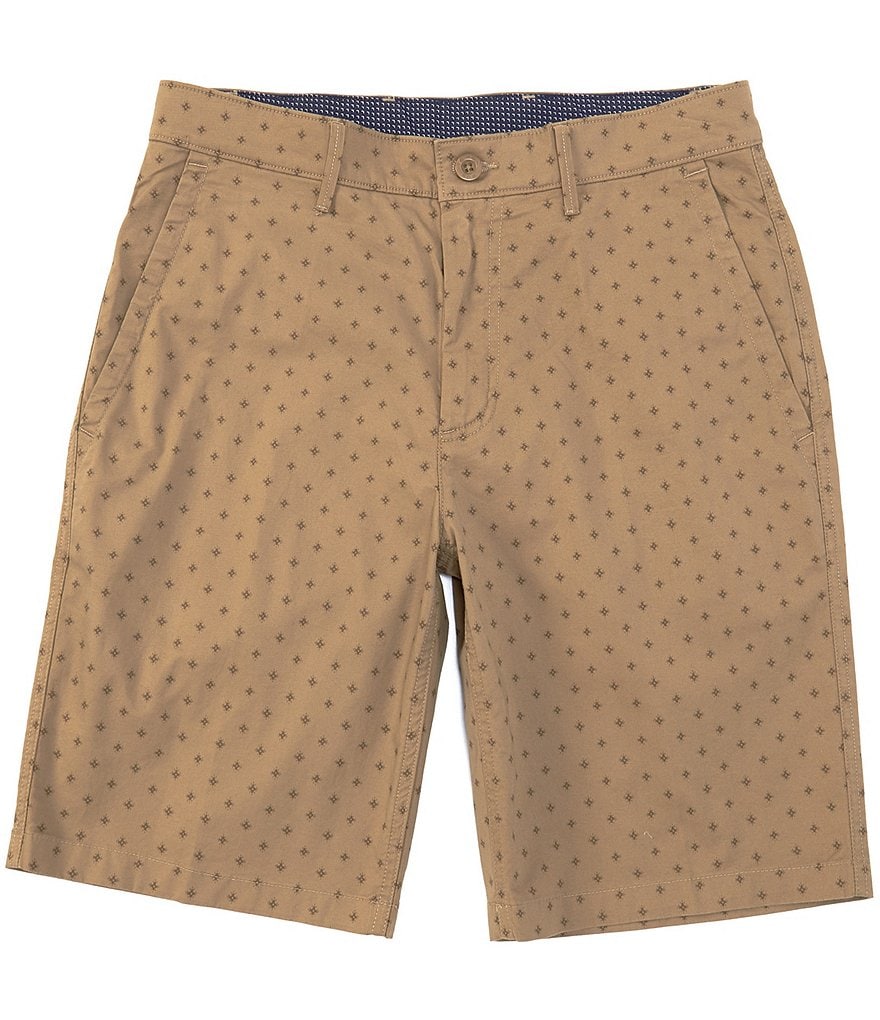 Rowm 10#double; Inseam Flat Front Chino Print Shorts