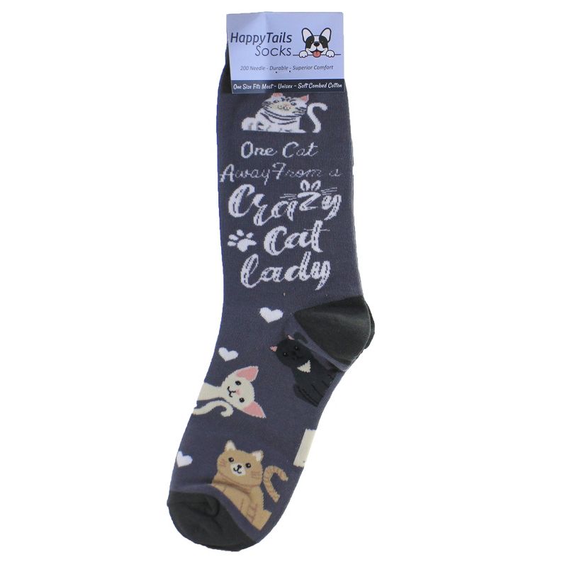 Novelty Socks 14.0" Crazy Cat Lady Happy Tails Sock Premium Quality Soft E & S Pet  -  Socks