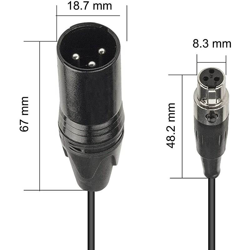 XLR Cable Mini Adapter 2 Pack Mini XLR Female to XLR Male Microphone Cables for 4K Camera 5 FT
