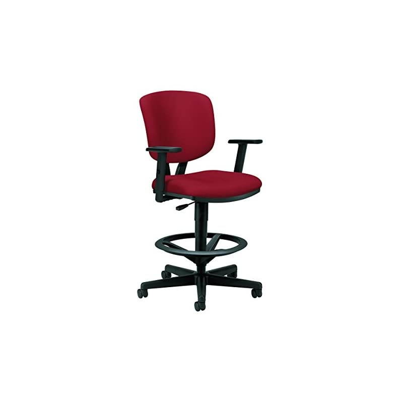 Volt Task Stool - Upholstered Adjustable Office Stool, Crimson (H5705)