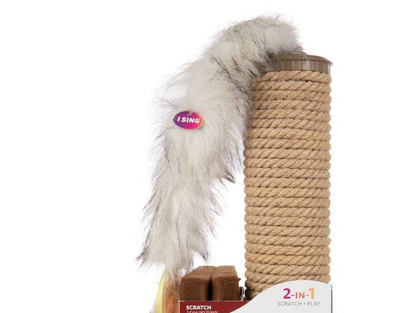 SmartyKat Tweet Tower Jute Rope Cat Scratcher Post with Electronic Sound Cat Toy