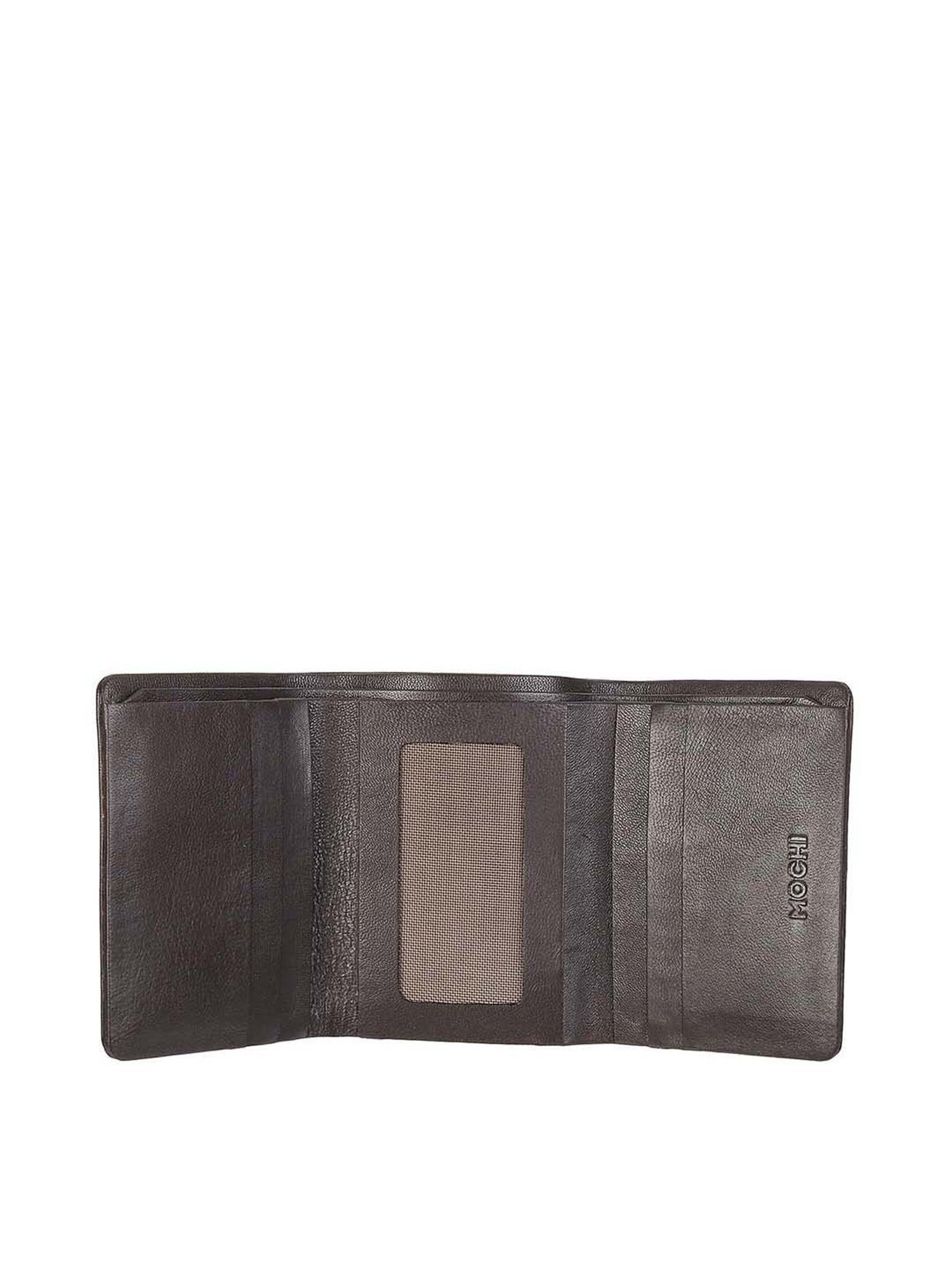 Mochi Brown Casual Leather Tri-Fold Wallet for Men