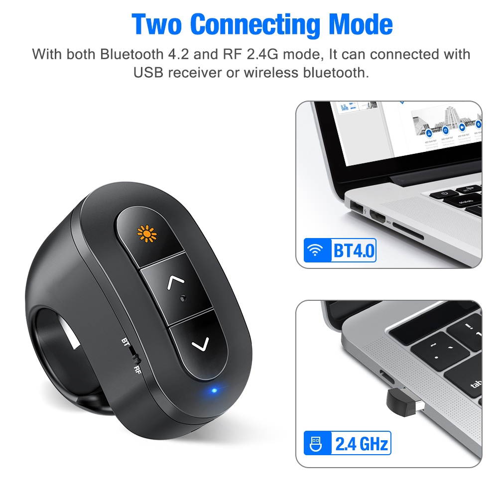 For Bluetooth Presentation Remote Powerpint Clicker RF 2.4 GHz Dual Modes USB Wireless Presenter Presentation Clicker Slide Advancer for Mac/Keynote/PC/PPT