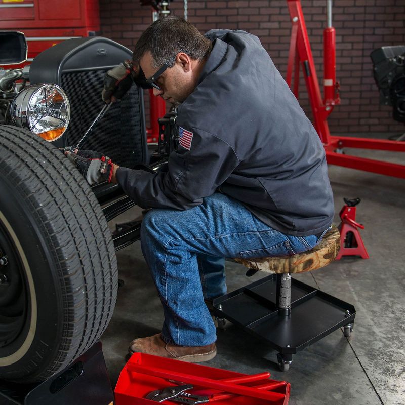 Torin Big Red Rolling Pneumatic Creeper Adjustable Garage Mechanic Stool, Camo