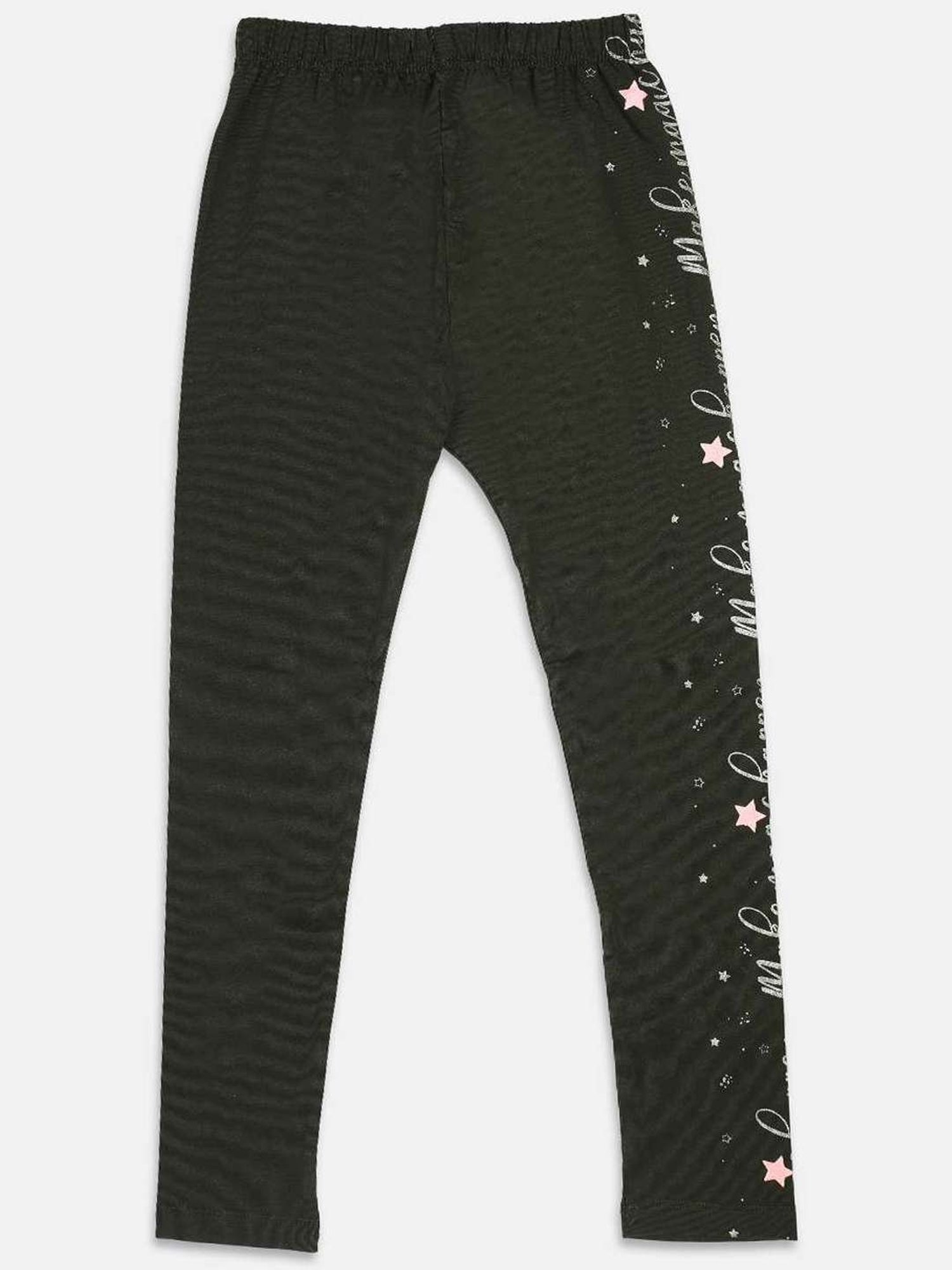 NINS MODA Kids Olive Green Printed Leggings