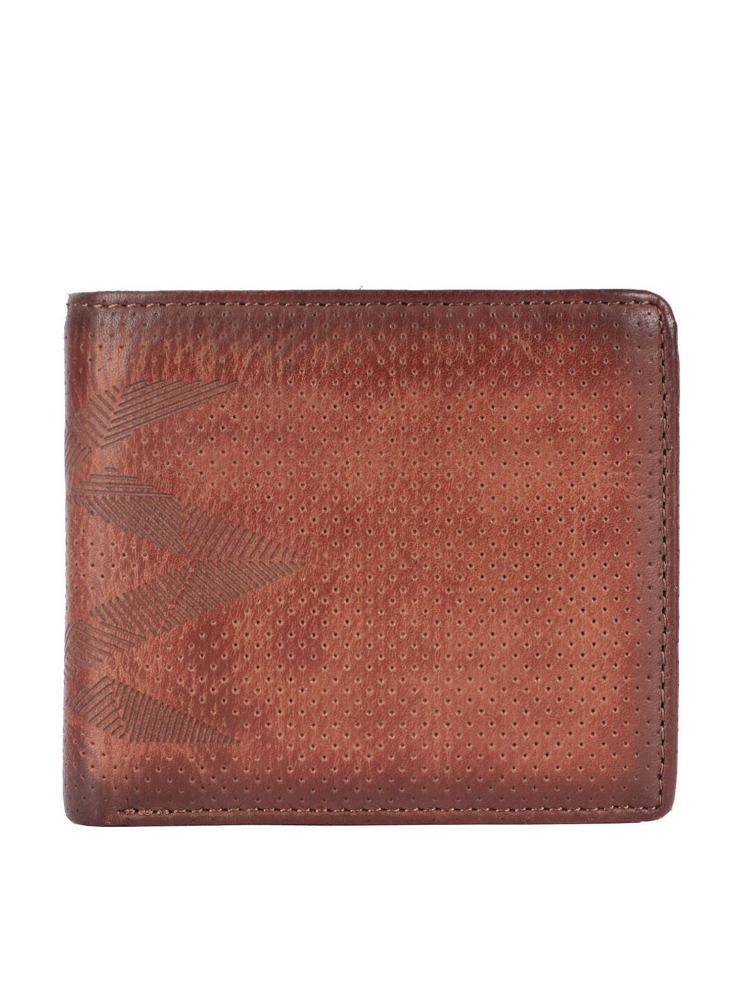 KOMPANERO Theo Cognac Leather Textured Bi-Fold Wallet