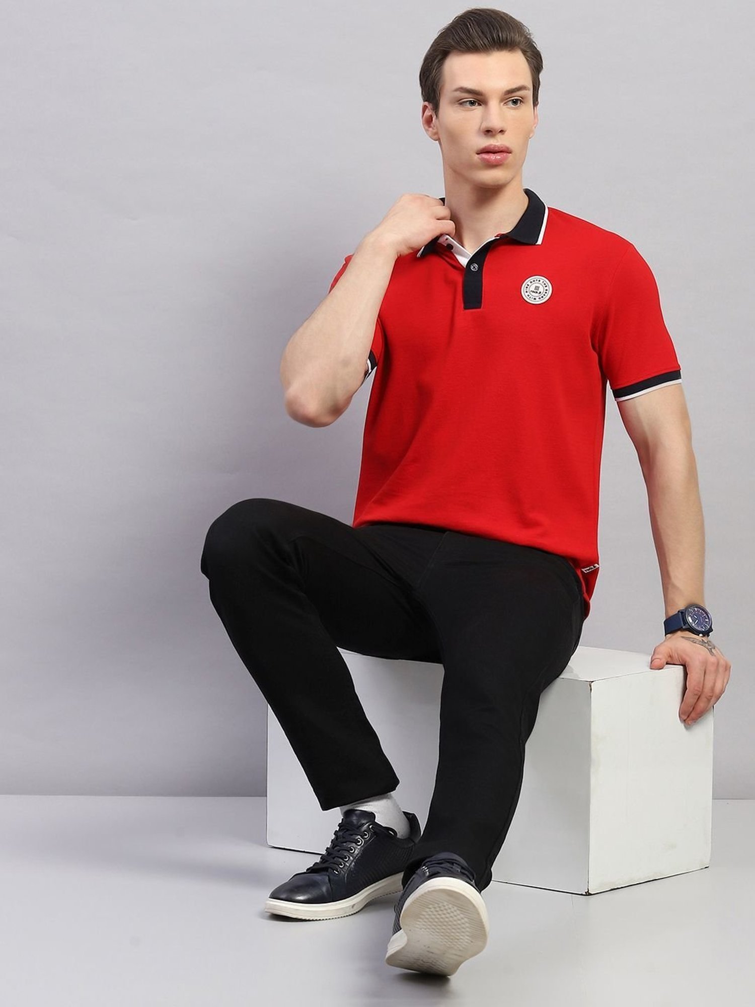 Rock.It Red Cotton Regular Fit Polo T-Shirt