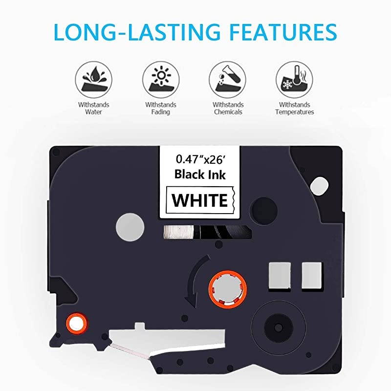 Compatible Label Tape Replacement for Brother TZe231 TZ231 Laminated PTouch Label Maker Tape for PT D210 H110 D600 PTD400AD 1280 047 x 26212mm x 8m Black on White 4Pack