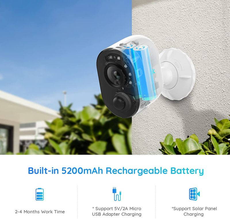 Reolink Outdoor Spotlight 1080P HD Wireless Battery/Solar Powered WiFi IP Camera Argus 3, PIR Motion Alerts, 2-way Audio, Color Night Vision, Work With Google Assistant, Reolink Argus 3