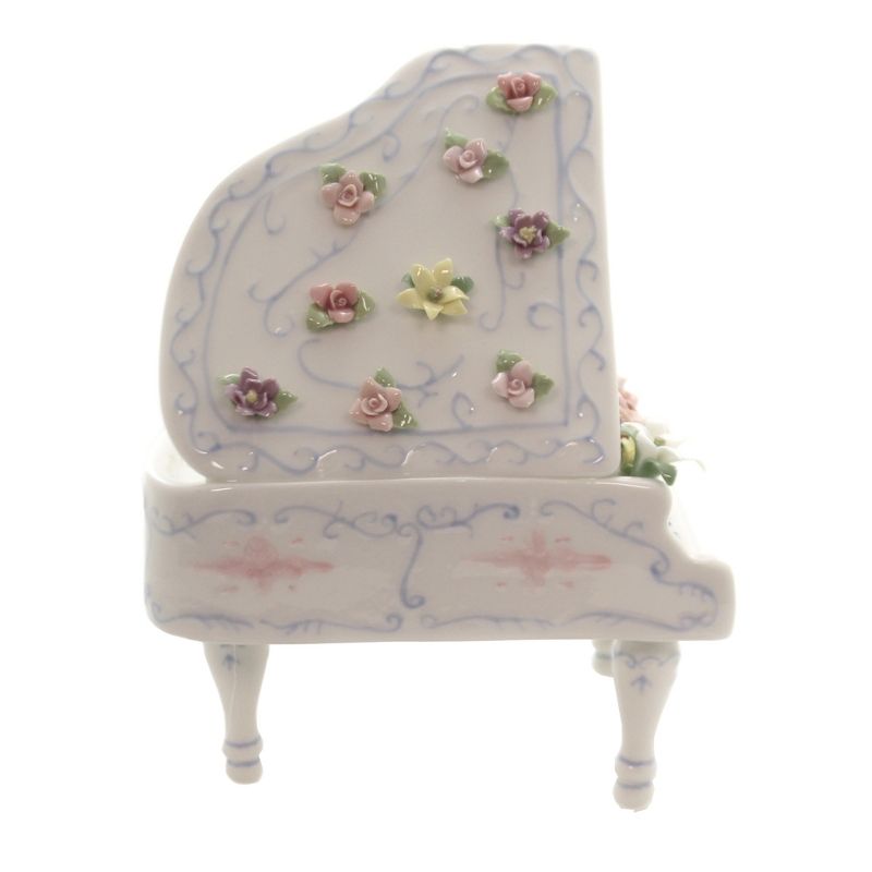 Figurine 7.5" Grand Piano Keys Flowers Music  -  Decorative Figurines