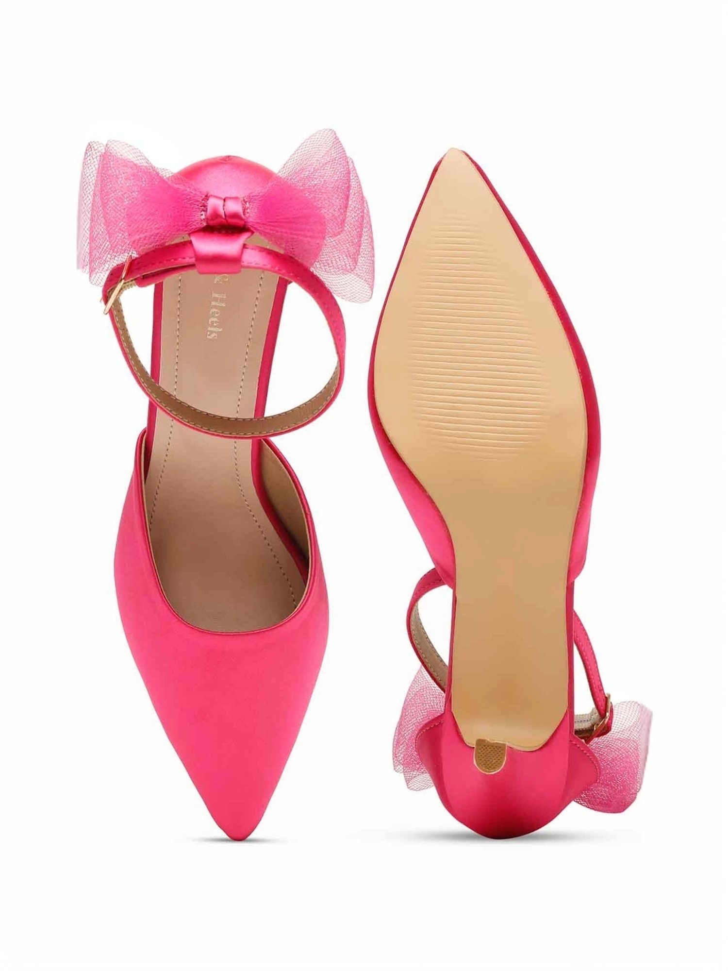 Flat N Heels Women's Pink Ankle Strap Stilettos