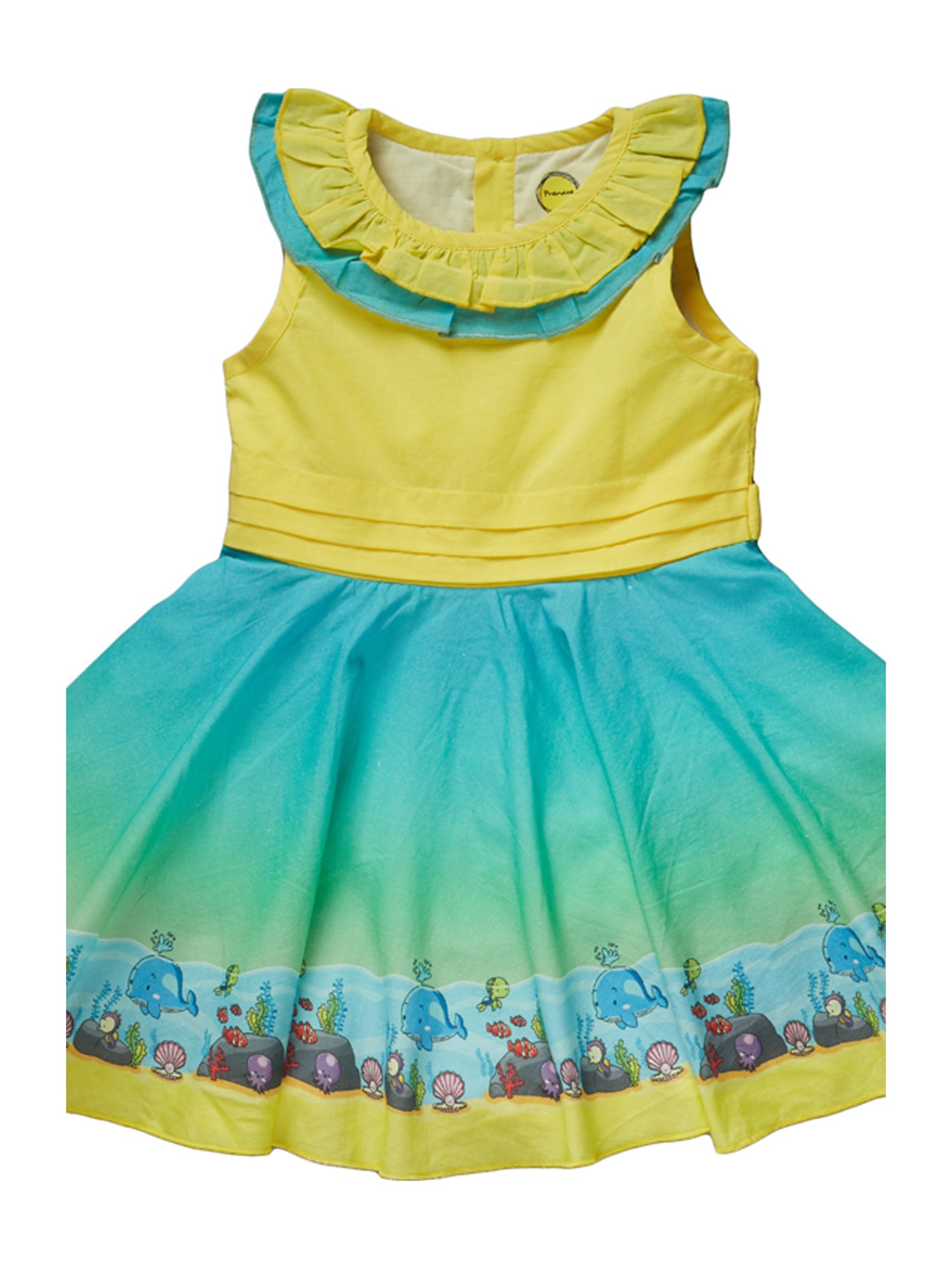 Pranava Kids Sunshine Yellow Cotton Printed Dress