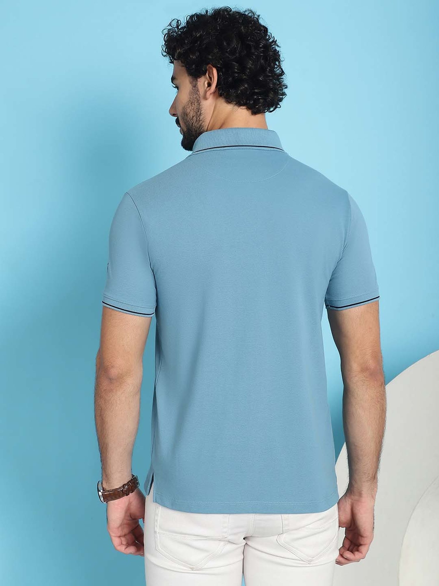 Venitian- Forbidden Clothing Teal Slim Fit Printed Polo T-Shirt