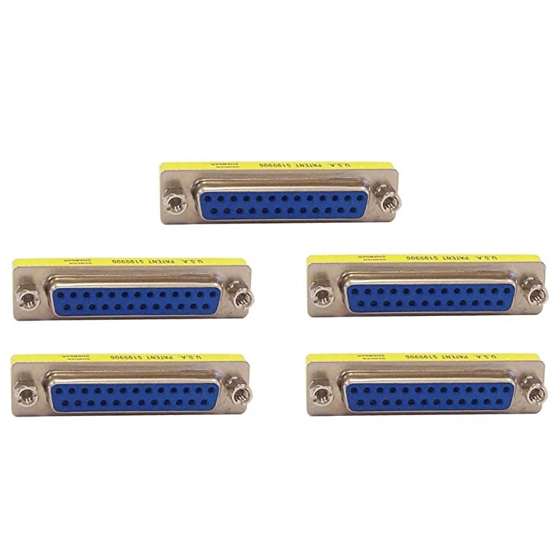 Five Pack of  DB25 25 Pin Serial Port FemaleFemale Adapter RS232