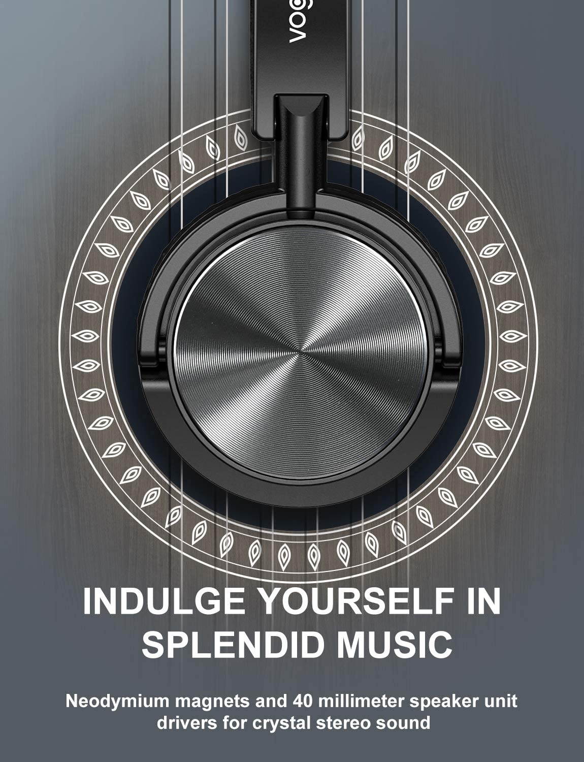 Vogek Headphones with Case Foldable On Ear Headset Wired with Deep Bass Noise Isolation Microphone and Adjustable Headband for Smartphone Computer Laptop Chromebook MP3/4 (Grey)