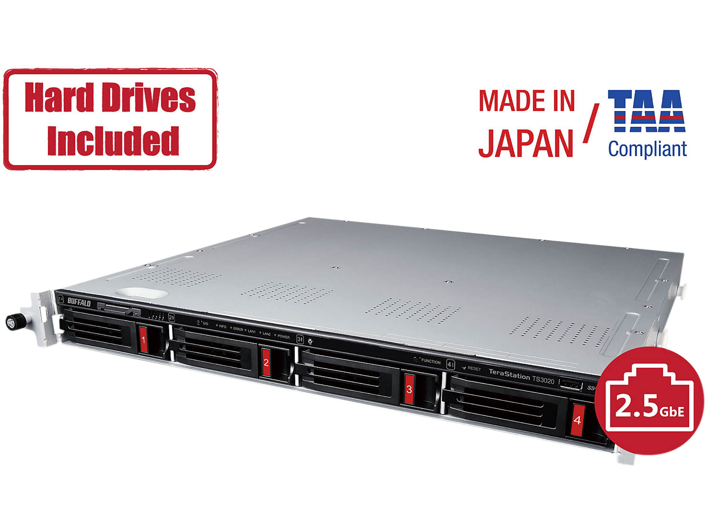 Buffalo TeraStation 3420RN Rack 8TB NAS Hard Drives Included (2 x 4TB, 4 Bay)