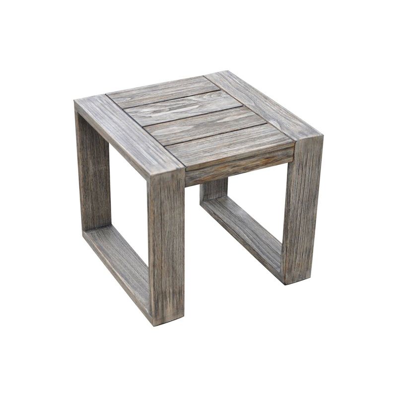 Teak Modern North Shore Outdoor Side Table - Driftwood Gray - Courtyard Casual