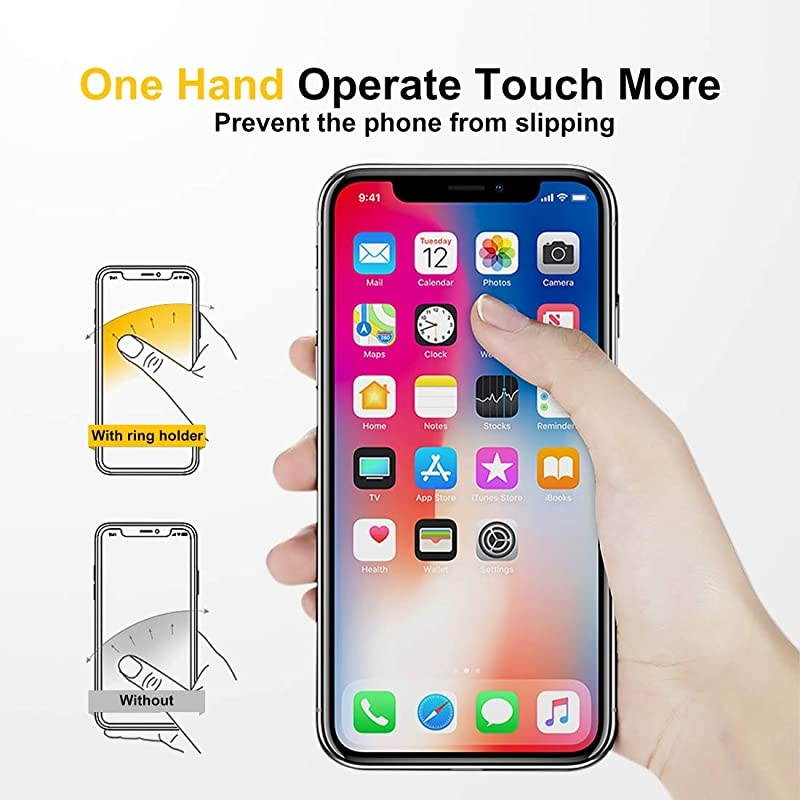 Phone Ring Holder Stainless Steel Cell Phone Finger Stand 360&deg; Rotation Thin Universal Kickstand Magnetic Car Mount for iPhone 1111 Pro11 MaxXRXS Max Samsung S10 Huawei P30 Silver