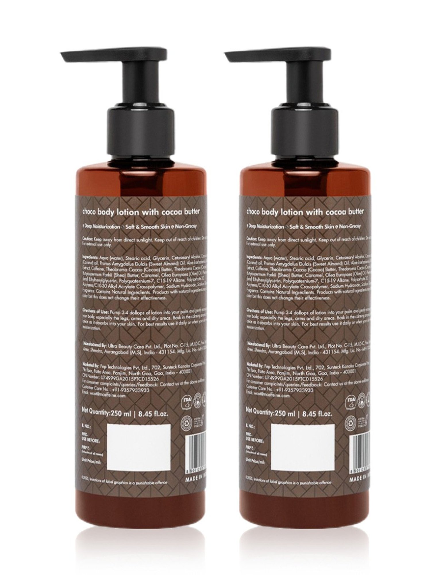 mCaffeine Choco Body Lotion for Dry Skin - Pack of 2