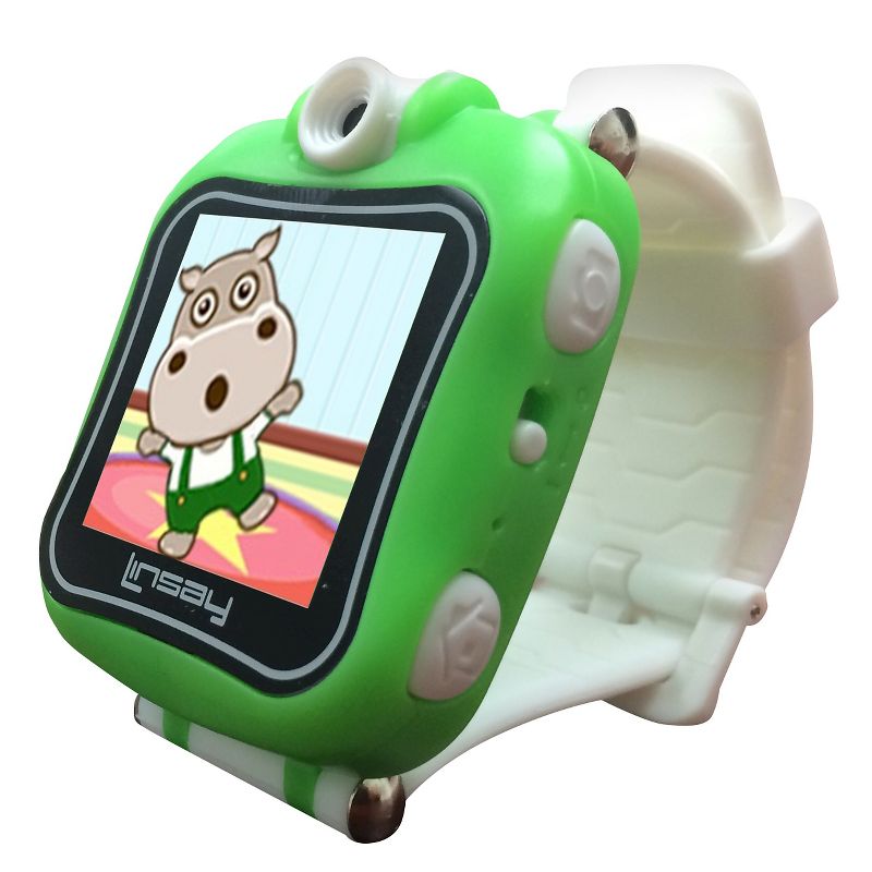 LINSAY 1.5" Kids Smartwatch 90 Degree Selfie Camera HD for Videos/Photos Learning Apps Green