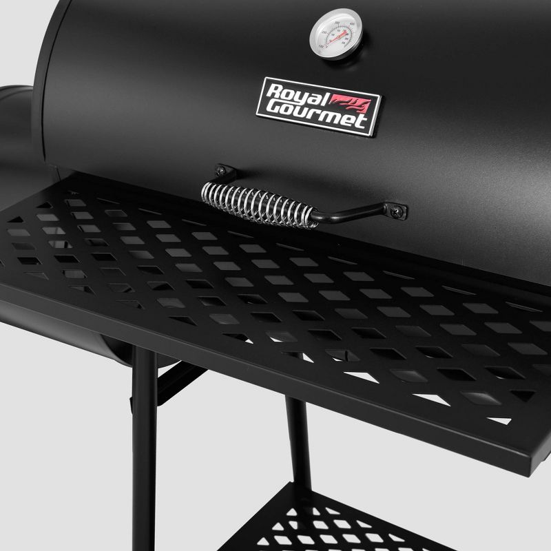 Charcoal Grill Offset Smoker Model CC1830F Black - Royal Gourmet