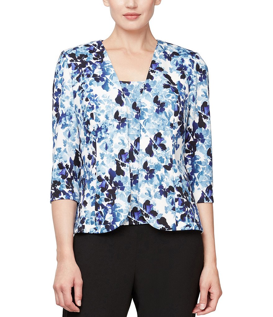 Alex Evenings Petite Size Printed Scuba Crepe Twinset