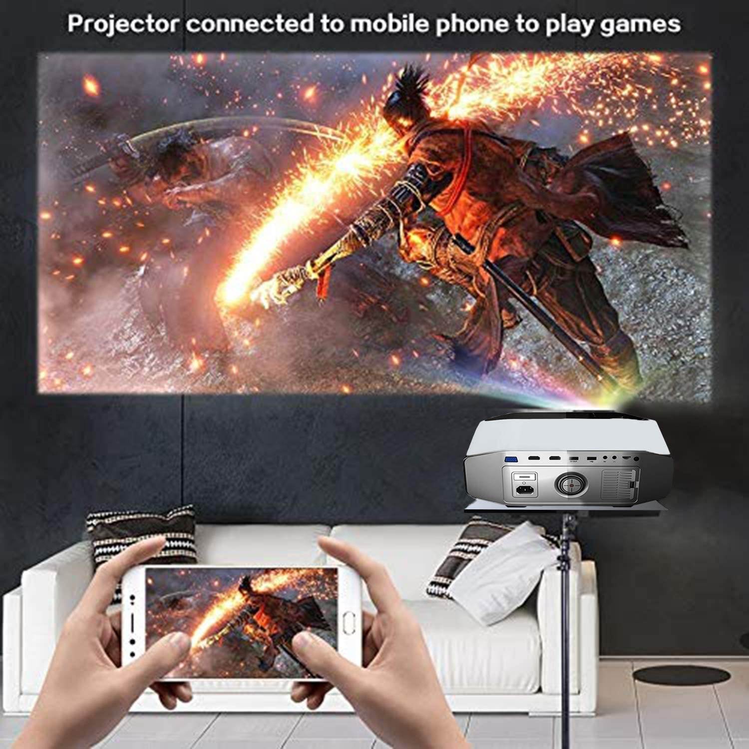 GooDee Portable Outdoor Movie Projector &ndash; Native 1080P Home Theater Video Projector, Full HD LCD 300 Inch, contrast 7000:1 with 100,000 Hrs Lamp Life, Compatible with PC, PS4, TV Stick, HDMI, YG620