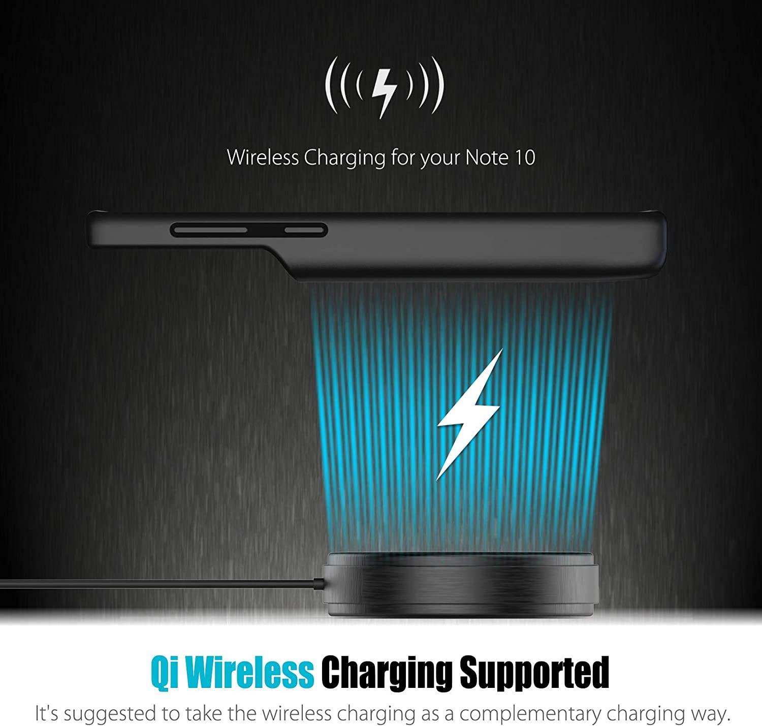 ZEROLEMON Galaxy Note 10 Battery Case with Qi Wireless Charging, 5000mAh Slim Power Portable Extended Rechargeable Battery Charger with Full Edge Protective Case for Galaxy Note 10 - Black