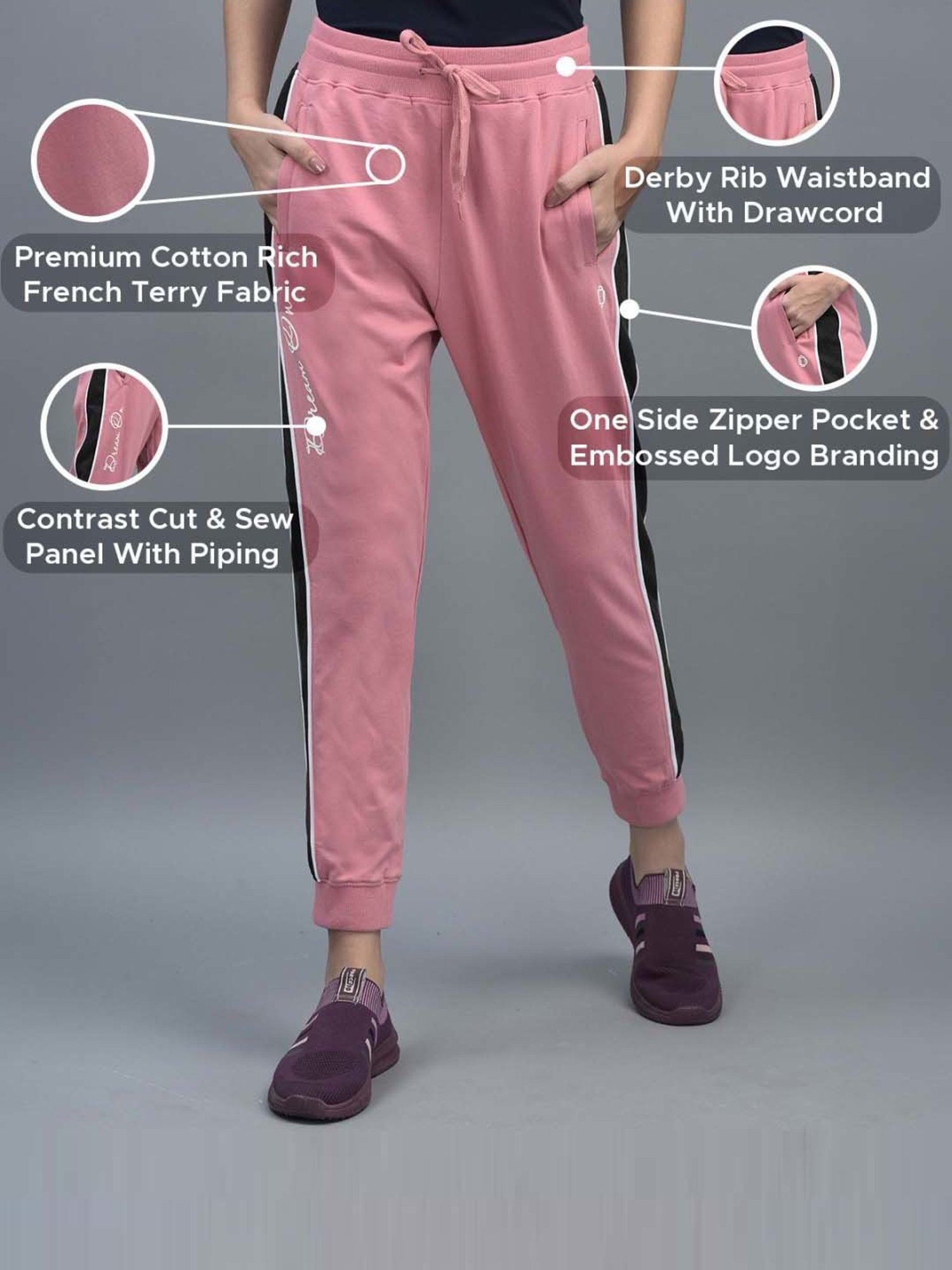 Dollar Green & Pink Cotton Printed Joggers - Pack Of 2