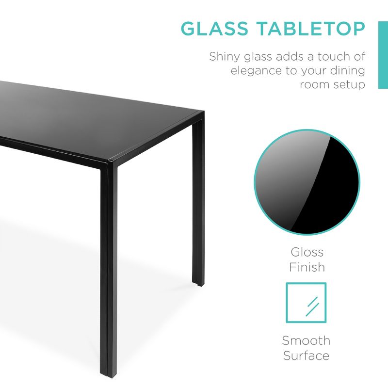 Best Choice Products 5-Piece Kitchen Dining Table Set w/ Glass Table Top, 4 Faux Leather Chairs - Black