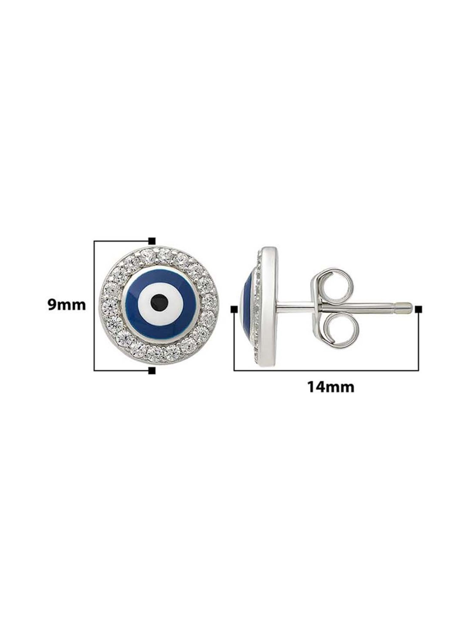 Silberry 925 Sterling Silver Blue Evil Eye Stud Earrings for Women