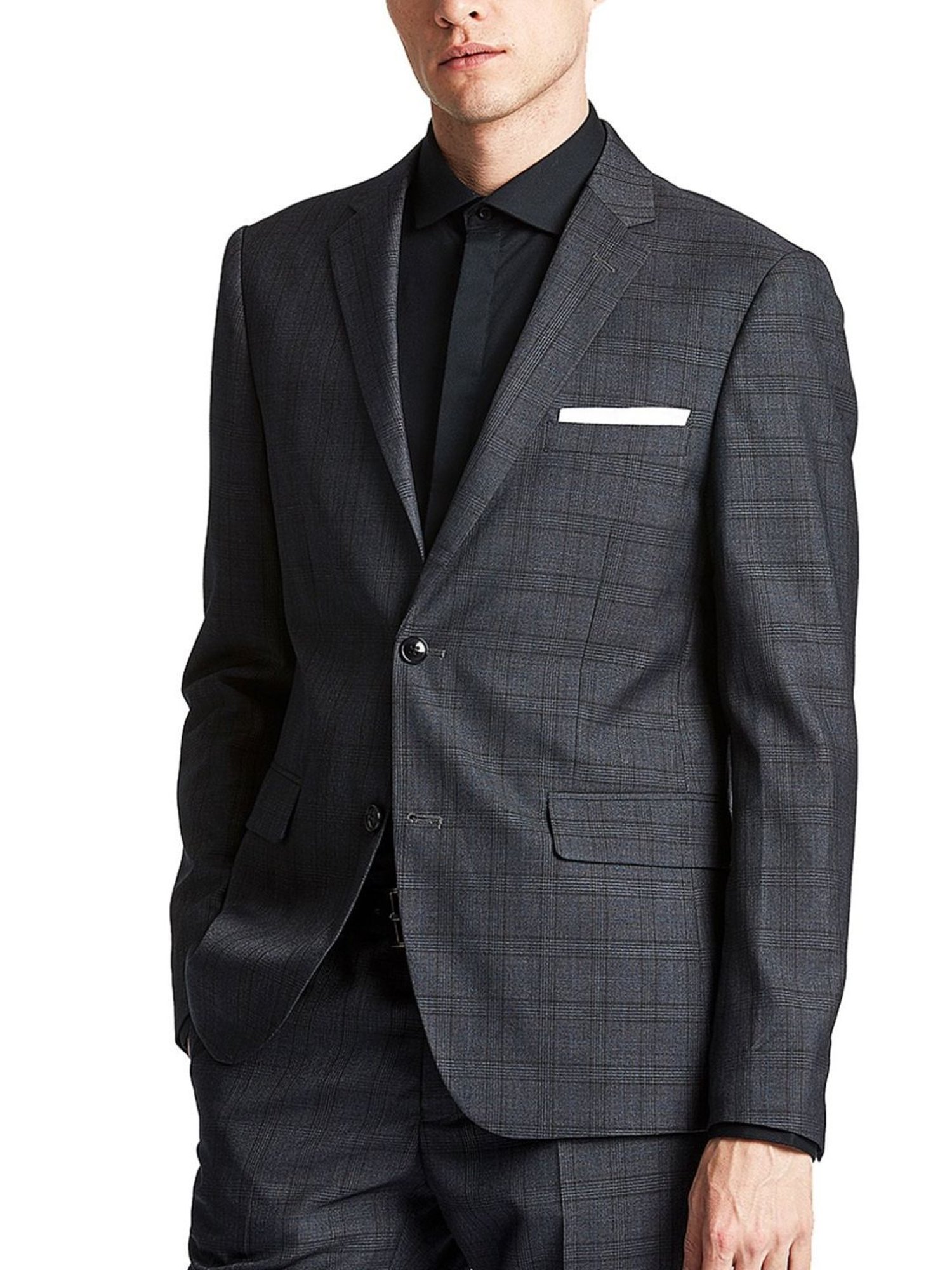 Lindbergh Grey Slim Fit Checks Two Piece Suit